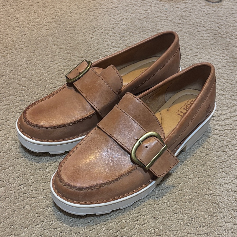 Born Lug Sole Brown Loafers
